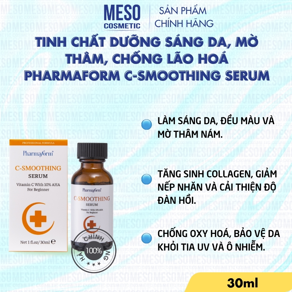 Tinh Chất Dưỡng Sáng Da, Mờ Thâm, Chống Lão Hoá Pharmaform C-Smoothing Serum 30ml